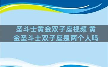圣斗士黄金双子座视频 黄金圣斗士双子座是两个人吗